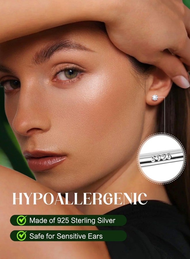 Blahanna أقراط مرصعة بحجر المويسانايت، مطلية بالذهب الأبيض عيار 18 قيراطًا، بقطع دائري لامع، مصنوعة من الفضة الإسترليني عيار 925، مضادة للحساسية، مجوهرات رقيقة من المويسانايت مناسبة للأذن الحساسة، لون D، نقاء VVS1، للنساء والرجال، 0.8-3 قيراط - Image 3